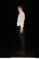  Jamie black shoes black trousers bow tie dressed standing uniform waiter uniform white shirt whole body 0011.jpg